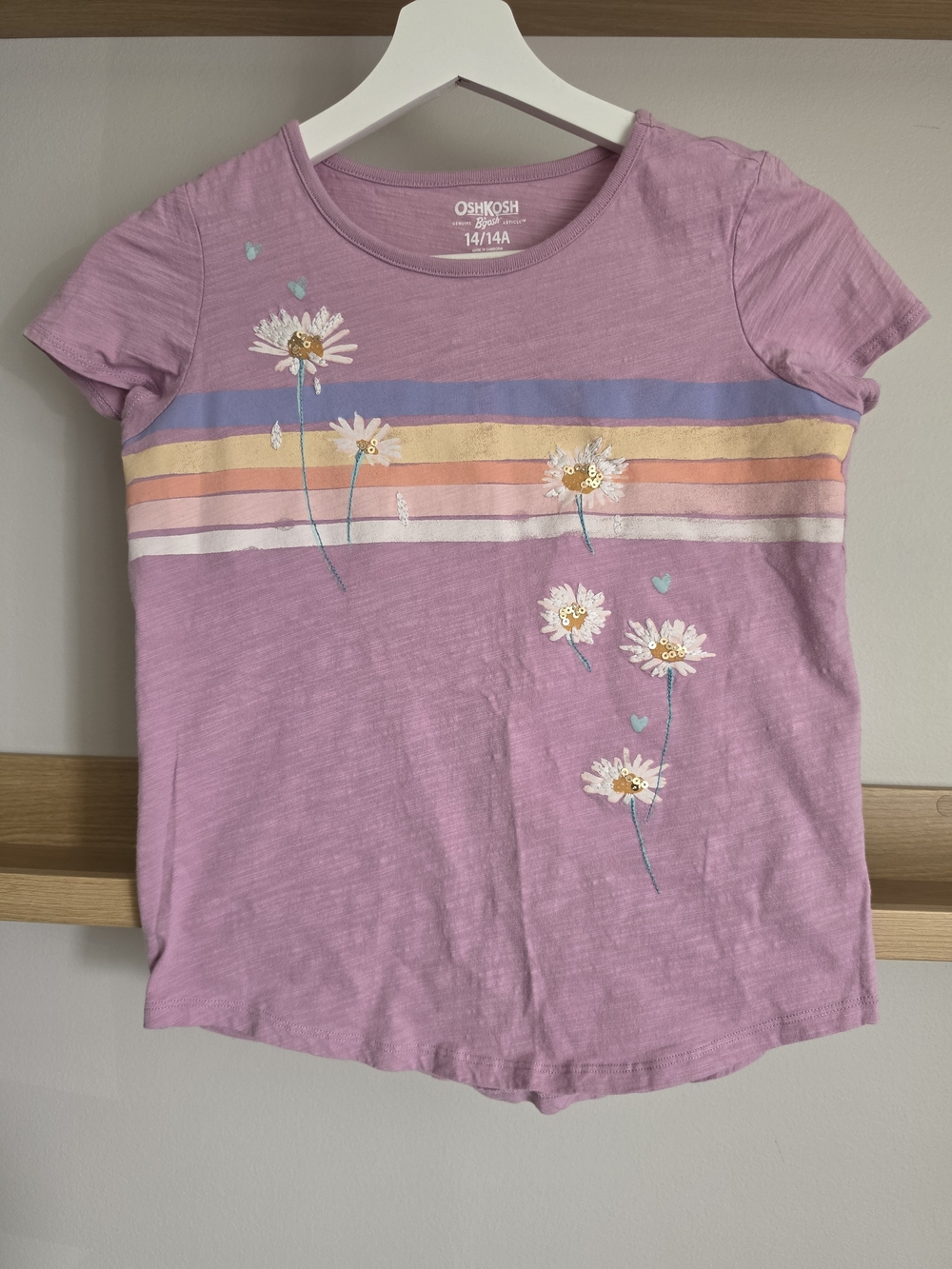 OshKosh B'gosh Purple Daisy Stripe Short Sleeve Tee